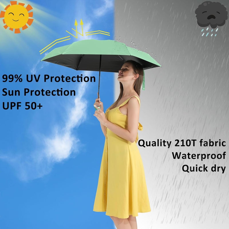 BAODINI Travel Essentials Mini Umbrella for Purse With Case Small Compact UV Sun Protection Lightweight Tiny Pocket Manual Open Close Umbrella for Women Kids and Men Fits Purse Backpack - Image 2